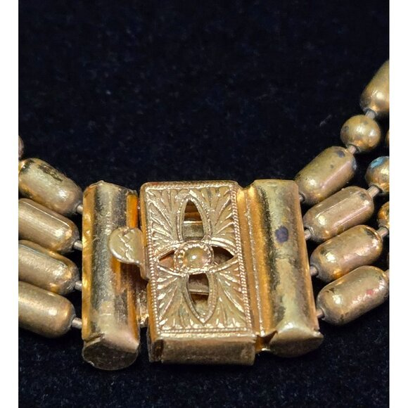Vintage Mariam Haskell Brass Bead Festoon Multi-strand Necklace 1930's Art Deco - Picture 6 of 8